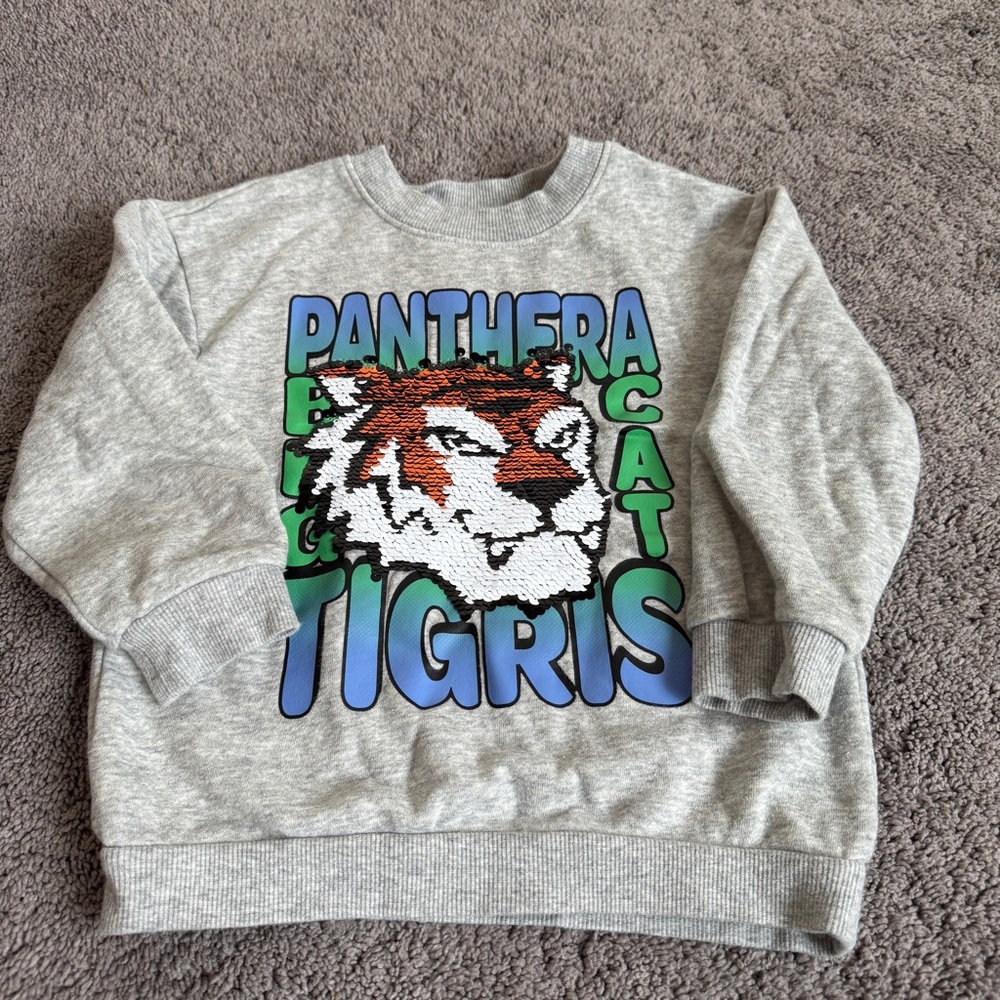 H&M Sequins Orange/Blue Tiger Sweatshirt